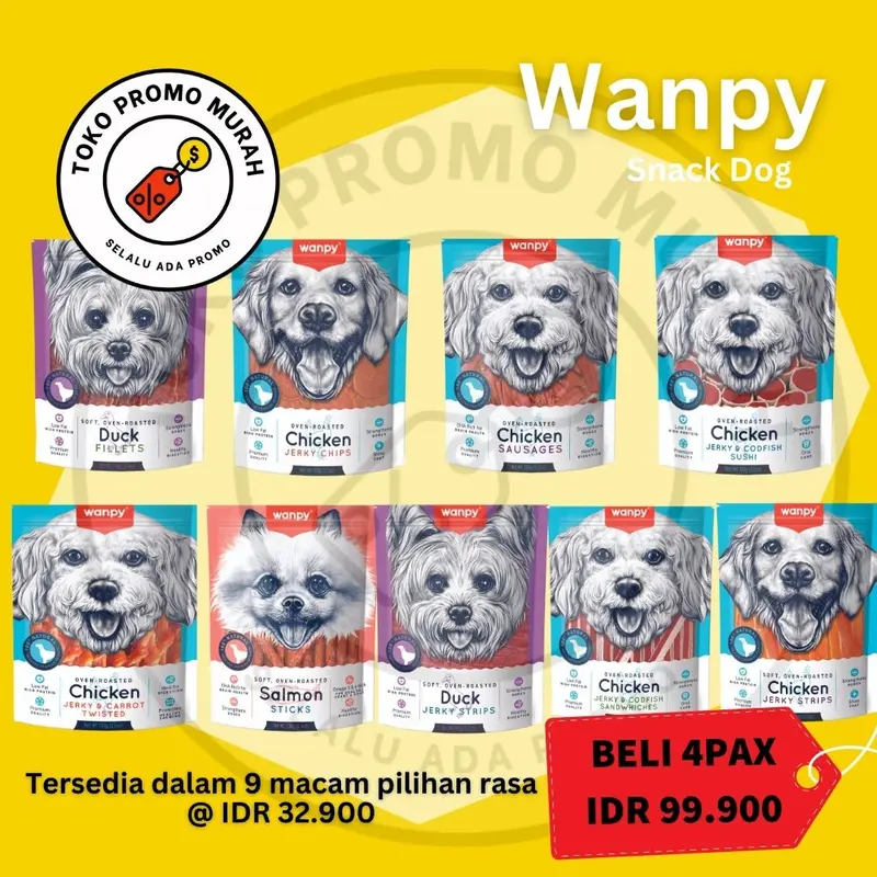 Anjing Weros Pet Shop Wanpy Snack Anjing Dog Treat Chicken Jerky