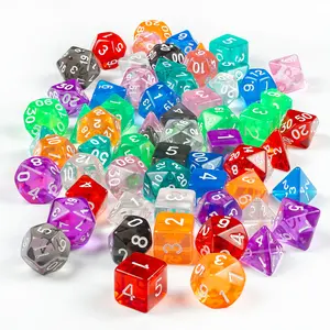 Transparent RPG Dice Set (Dadu DND D4, D6, D8, D10, D10%, D12, D20)