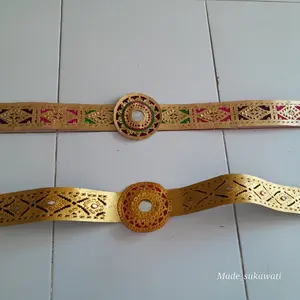 Sabuk Pending Kulit Tari Bali untuk Dewasa dan Anak Ukiran Kulit Ikat Pinggang Tari Bali