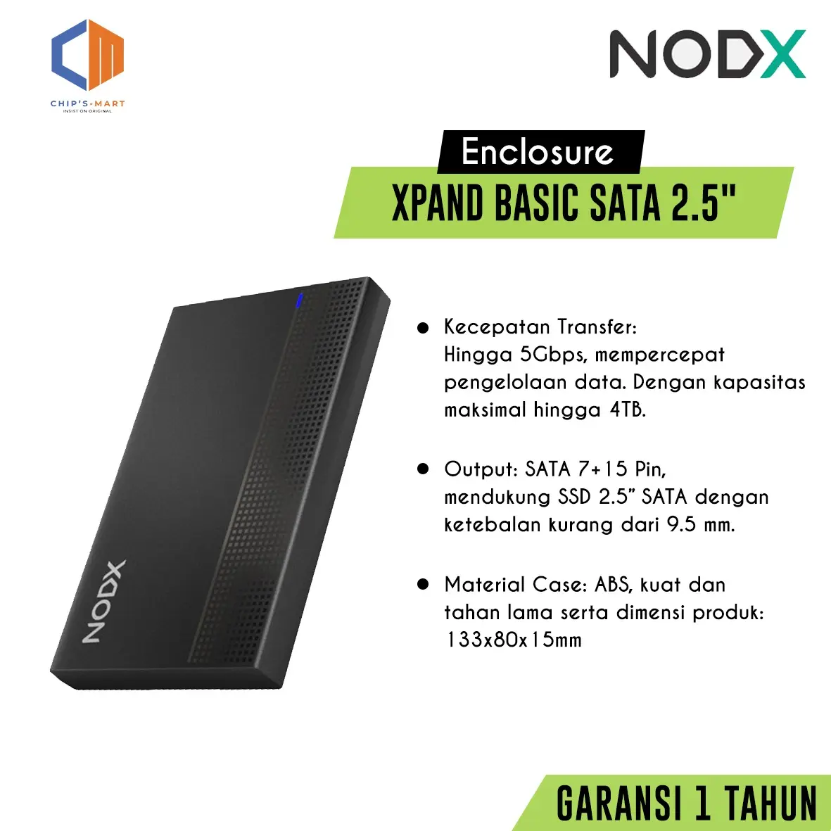 NODX Xpand Basic SATA 2.5" HDD/SSD Casing/Enclosure/Garansi 1 Tahun