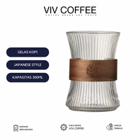 Gambar Gelas Kopi Kaca 300ml Wood Japanese Style dari Viv Coffee Kota Administrasi Jakarta Barat 1 Tokopedia