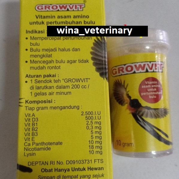 Gambar GROWVIT EKA FARMA VITAMIN BURUNG MENINGKATKAN PERTUMBUHAN BULU HALUS MENGKILAT CEGAH BULU RONTOK dari Wina Pet and Poultry Kota Semarang Tokopedia