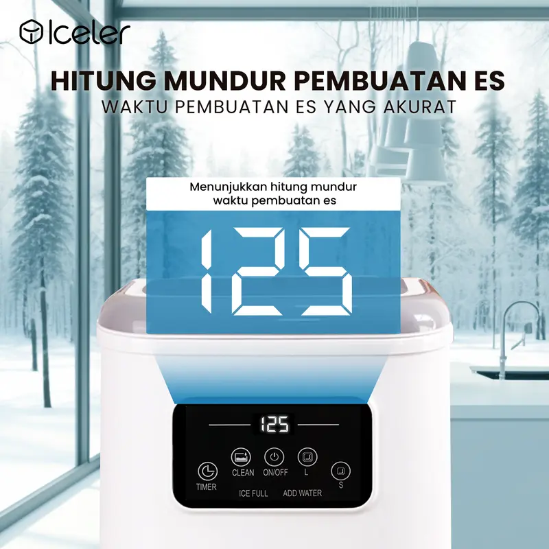 Iceler Mesin Es Digital Kontrol/ Touch Screen/ Setting Timer ON/OFF/ Automatic Cleaning/ Ice Maker Home Use 4