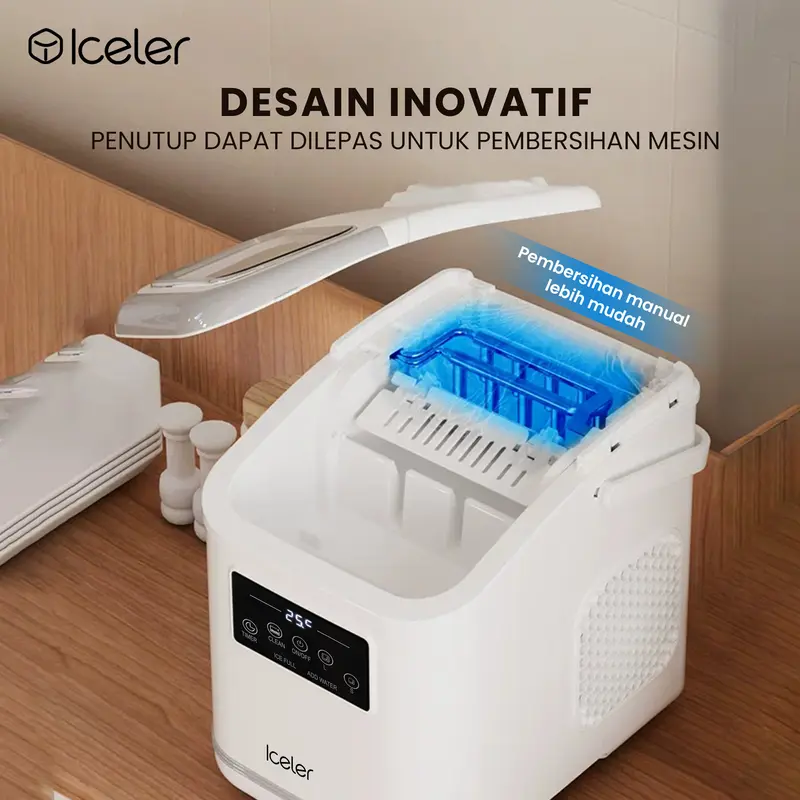 Iceler Mesin Es Digital Kontrol/ Touch Screen/ Setting Timer ON/OFF/ Automatic Cleaning/ Ice Maker Home Use 3