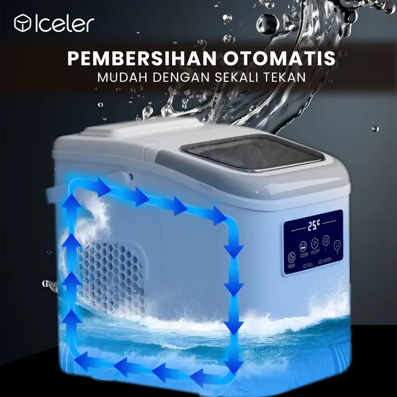 Iceler Mesin Es Digital Kontrol/ Touch Screen/ Setting Timer ON/OFF/ Automatic Cleaning/ Ice Maker Home Use 5