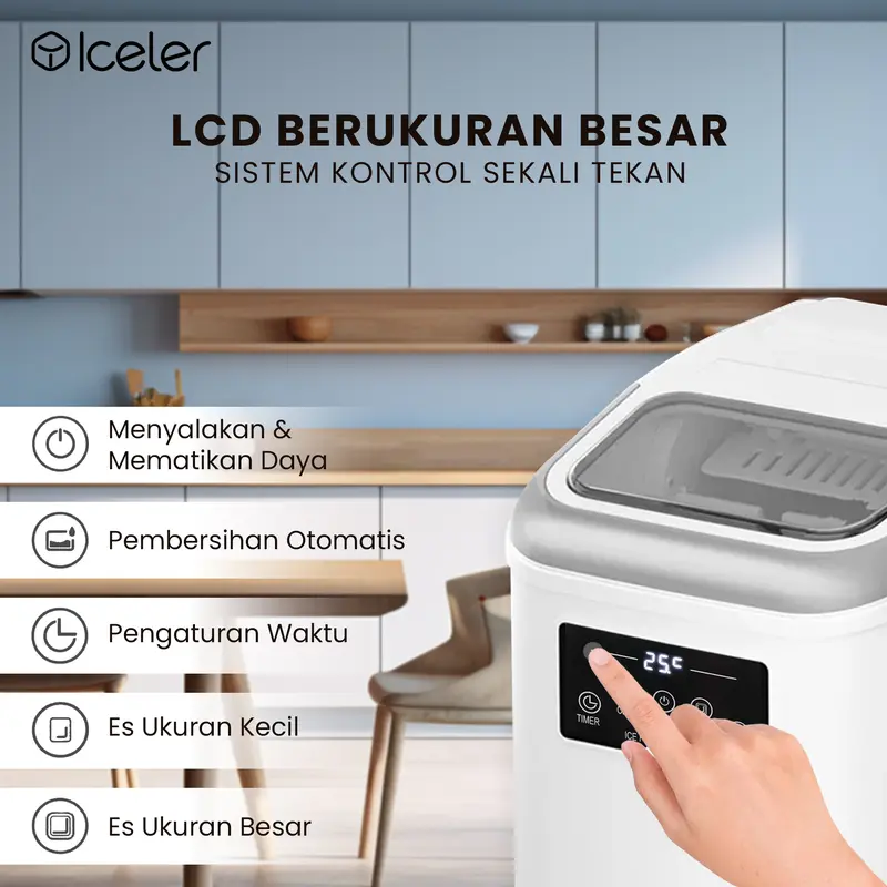 Iceler Mesin Es Digital Kontrol/ Touch Screen/ Setting Timer ON/OFF/ Automatic Cleaning/ Ice Maker Home Use 2