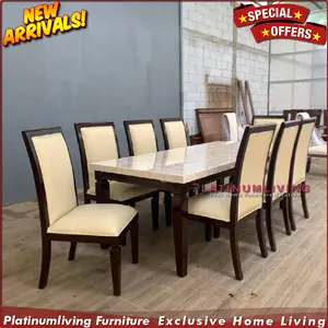 Meja Makan Marmer 220x100 Kursi 8 Jati Meja Makan Marmer Rangka Jati