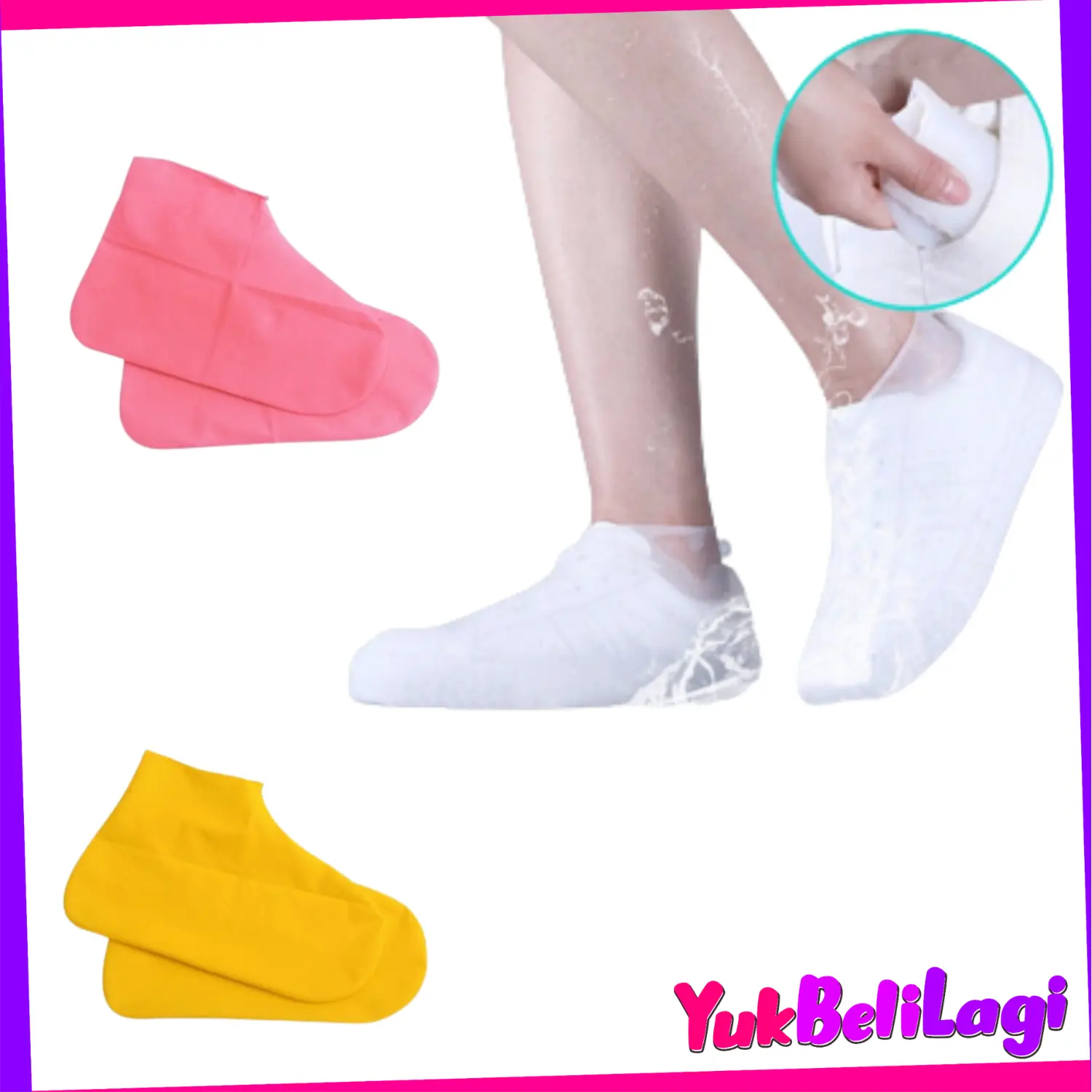 YMM_COD- Cover Sepatu Anti Air Hujan Waterproof Sarung Pelindung Sepatu Karet Silikon  Sendal Kaki Bisa Di Cuci Silikon
