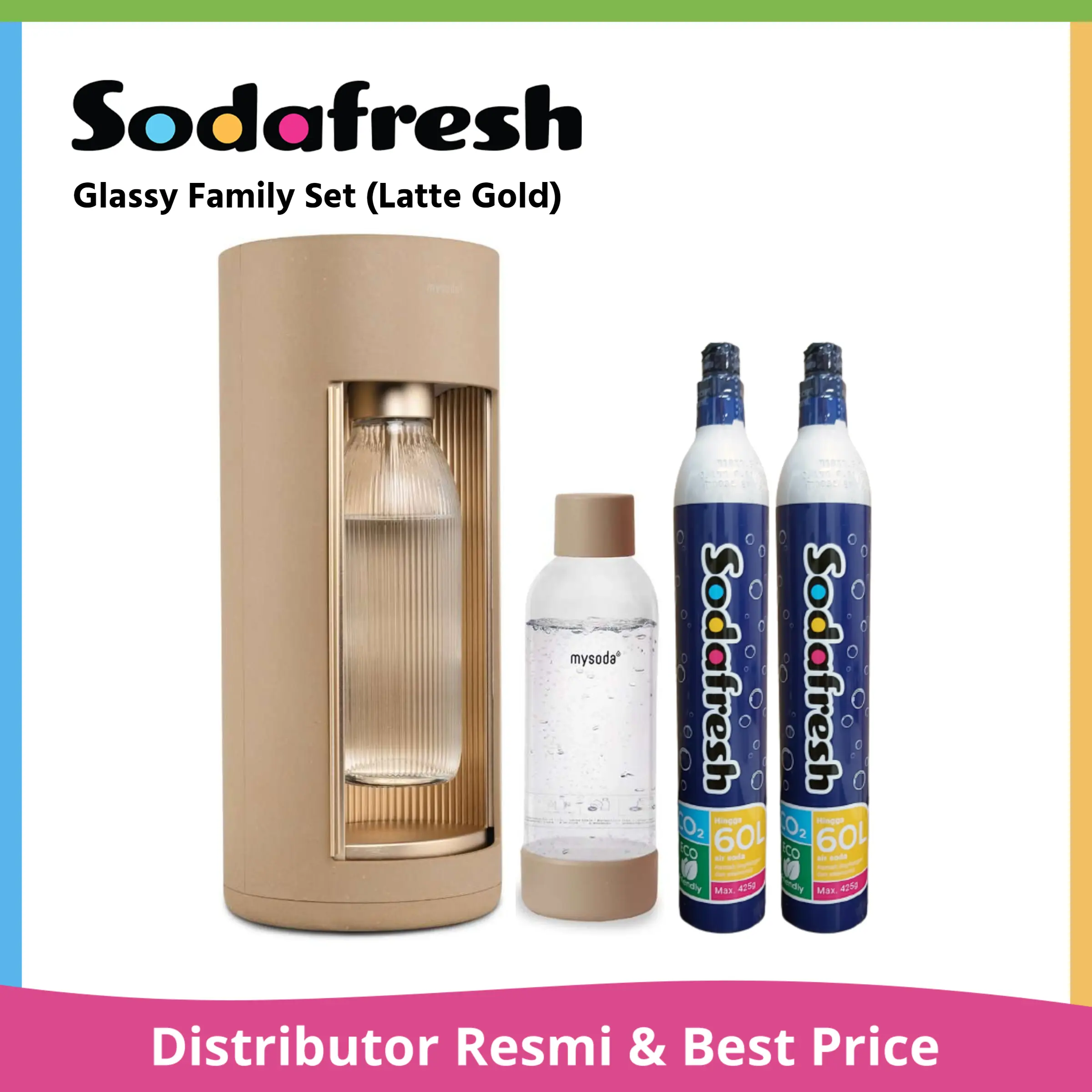 Glassy Family set (Latte Gold) soda maker by Sodafresh