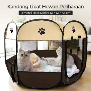 Kandang Lipat Tempat Tidur Anjing Kucing Besar Kecil Tenda Rumah Hewan Peliharaan Indoor Outdoor