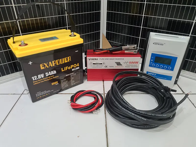 PLTS 200WP + Aki LITHIUM 54Ah MPPT PURE SINE WAVE 1