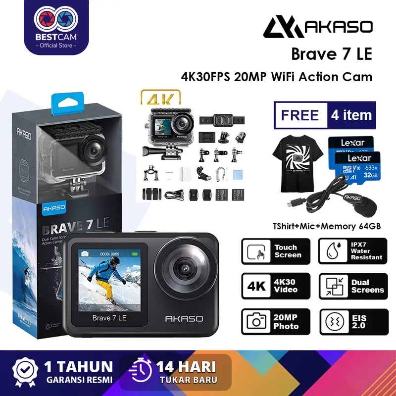 AKASO Brave 7 LE 4K30FPS 20MP WiFi Action 0