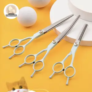 gunting bulu anjing kucing stainless pet scissors set dog cat grooming gunting lengkung lurus gerigi sasak