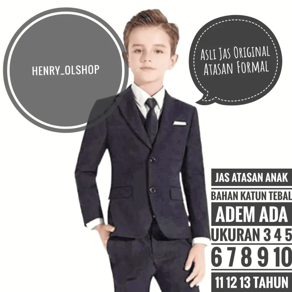 JAS ANAK ATASAN BLAZER AJA WARNA HITAM BLACK SIZE 4 SAMPAI 13 TAHUN
