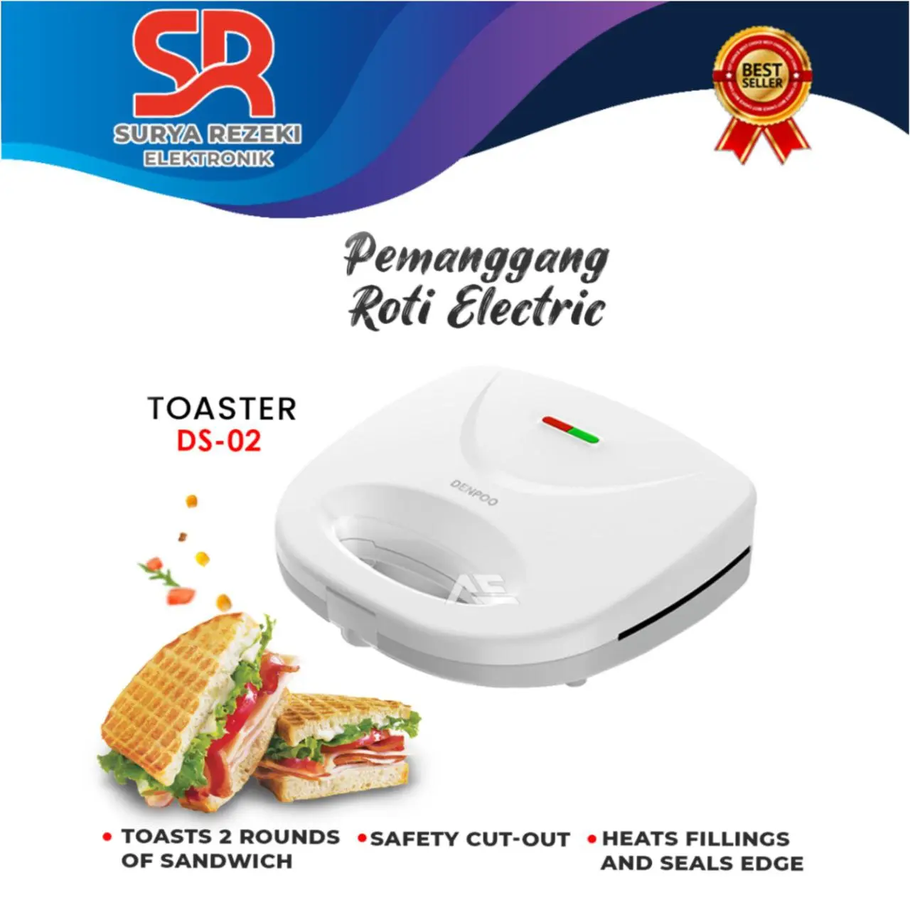 Toaster Sandwich Denpoo / Pemanggang Roti DS02D