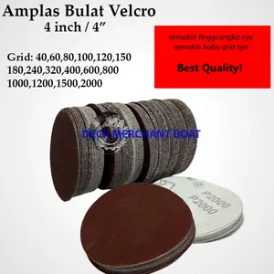 Amplas Bulat Velcro 4 Inch Grit 40 60 80 100 120 150 180 240 320 400 600 800 1000 1200 1500 2000 amplas