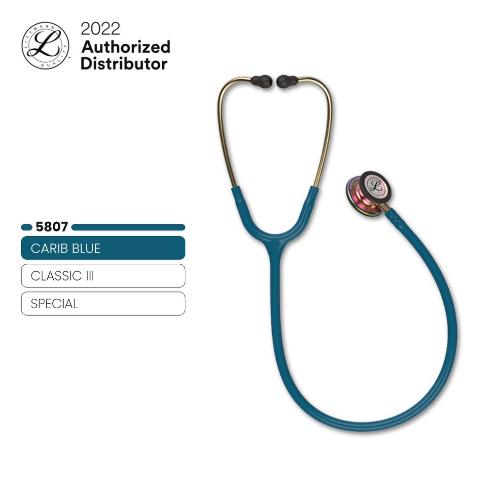 3M Littmann Classic III Stethoscope - SPECIAL CARIB BLUE / RNBW - 5807