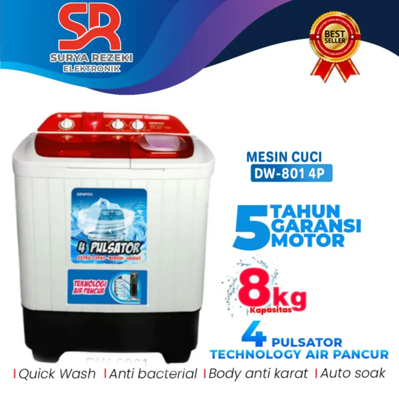 MESIN CUCI 2 TABUNG DENPOO DW 801 ( 8KG ) 1