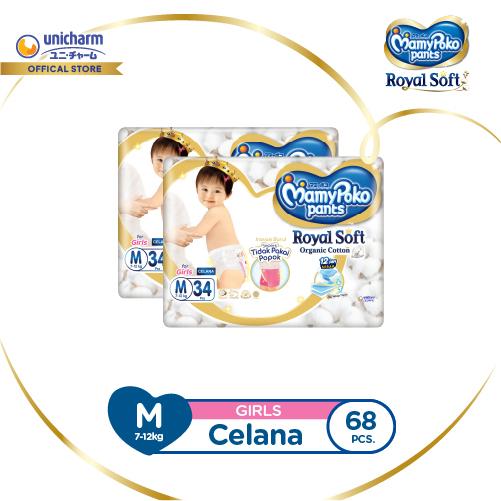 Gambar MamyPoko Royal Soft M 34 Girls - Popok Bayi Celana - 2 Packs dari Unicharm Official Store Kab. Tangerang Tokopedia