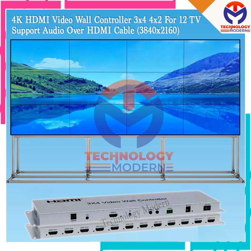 HDMI Video Wall Controller 3x4 (Menggabungkan 12 TV Menjadi Videowall)