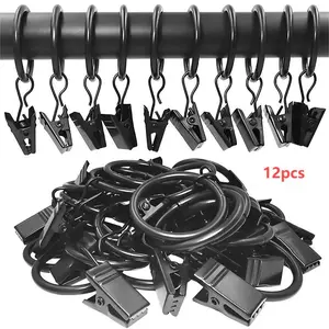 12pcs/Set Ring Pengait Gorden/Buletan Pengait Gorden Bulat/Kait Gorden/Ring Gorden Jepit