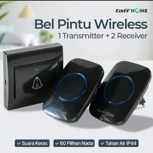 Taffhome Bel Bell Pintu Wireless Waterproof Outdoor 1 Transmitter 2 Receiver 60 Nada