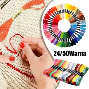 24 Warna/50 Warna Benang Sulam 1 Pack/Sulam Benang Set Paket Benang Sulam Paket Benang Sulam