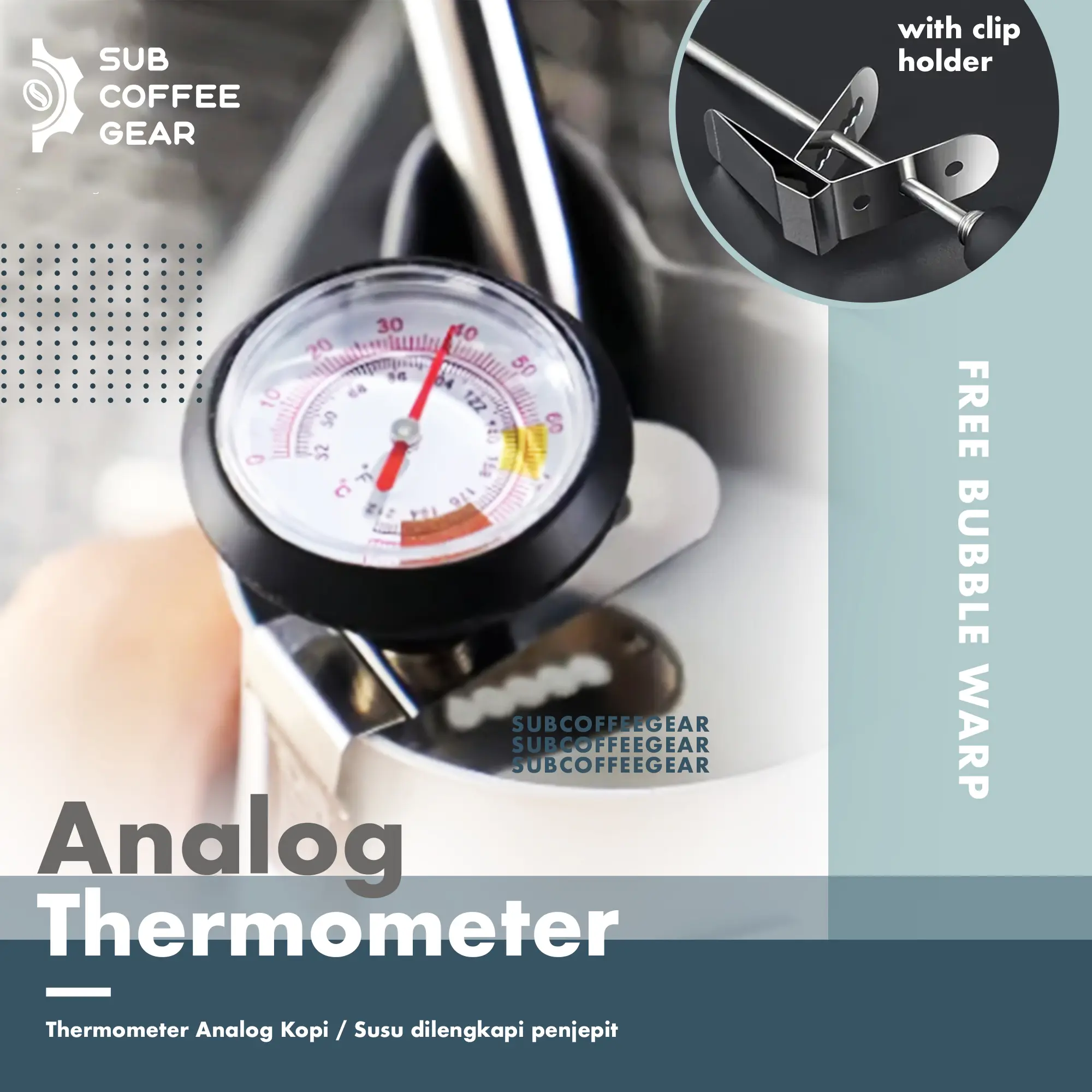 Thermometer Kopi Analog Thermometer Masak Thermometer untuk Ketel Teko Leher Angsa Pengukur Suhu Air Thermometer Stainless Steel Probe untuk Makanan Thermo meter Susu Thermometer Celcius Ffarenheit