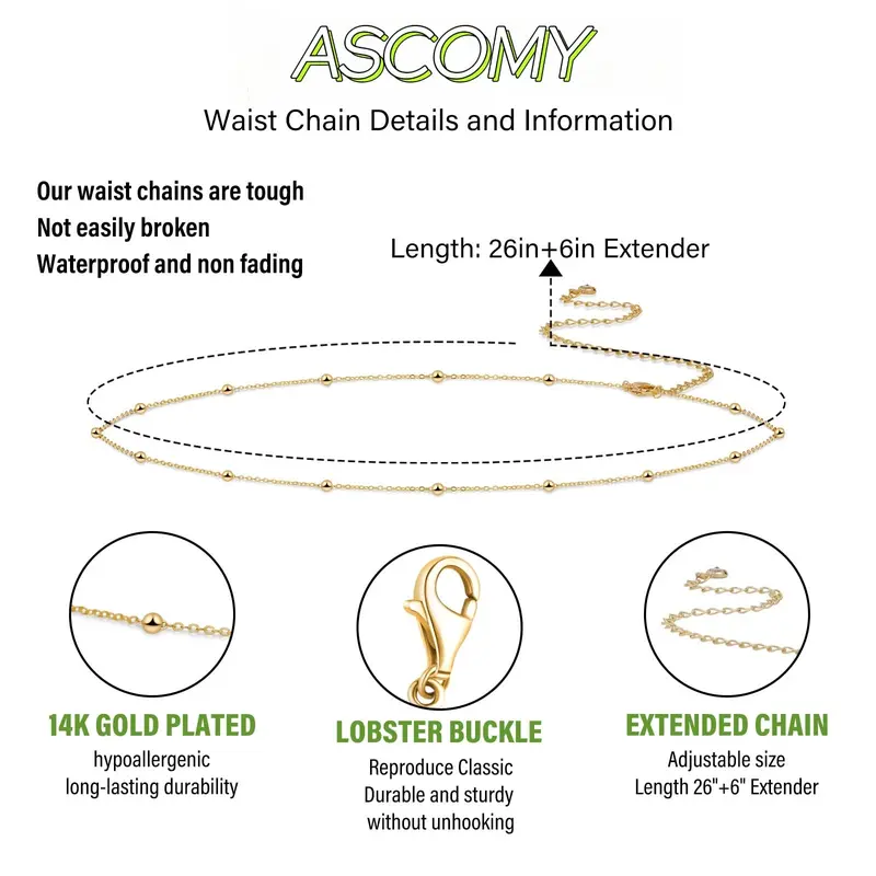 Fleur Body Chain Kalung Wanita Anti Karat Stainless Rantai Pinggang Celana Wanita 18k Gold Plated Aksesoris Fashion Wanita Korea 5