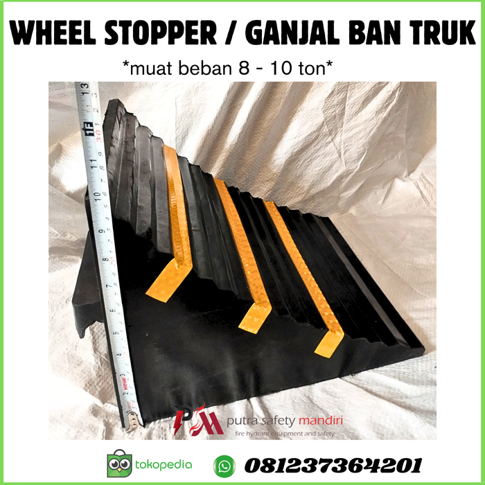 Gambar KARET GANJAL BAN TRUK RUBBER WHEEL STOPPER 28 x 32 x 25 CM dari Putra safety mandiri 2 Kota Administrasi Jakarta Utara Tokopedia