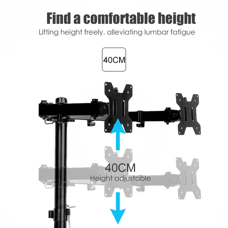 Bracket Stand Mount Kaki Dudukan TV Dual Monitor 2 15 17 22 24 27 Inch 2