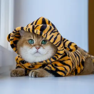 Baju Anjing Kucing Lucu Tiger Hoodie kostum Singa Macan