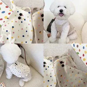 Polkadot korea button tank top (baju anjing kucing)