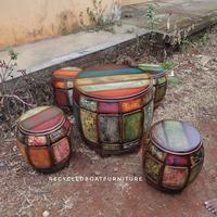 Gambar Set Meja Makan Jati Kursi Tiongkok Vintage Kendang dari Recycled Boat Furniture Kab. Jepara 1 Tokopedia