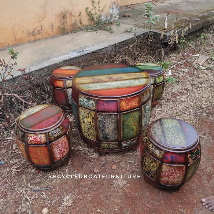 Gambar Set Meja Makan Jati Kursi Tiongkok Vintage Kendang dari Recycled Boat Furniture Kab. Jepara Tokopedia
