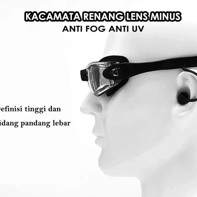 kacamata renang minus free box (miopi)+penutup telinga swim Goggles Optical 7