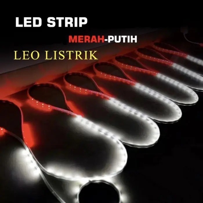 LAMPU LED STRIP SELANG MERAH PUTIH 3528 2835 220V + ADAPTOR 0