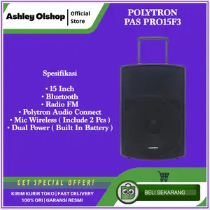 Speaker Karaoke Polytron PASPRO 15F3 Speaker Portable Polytron PAS PRO 15F3 15 Inch - Free Mic 2 - Bluetooth