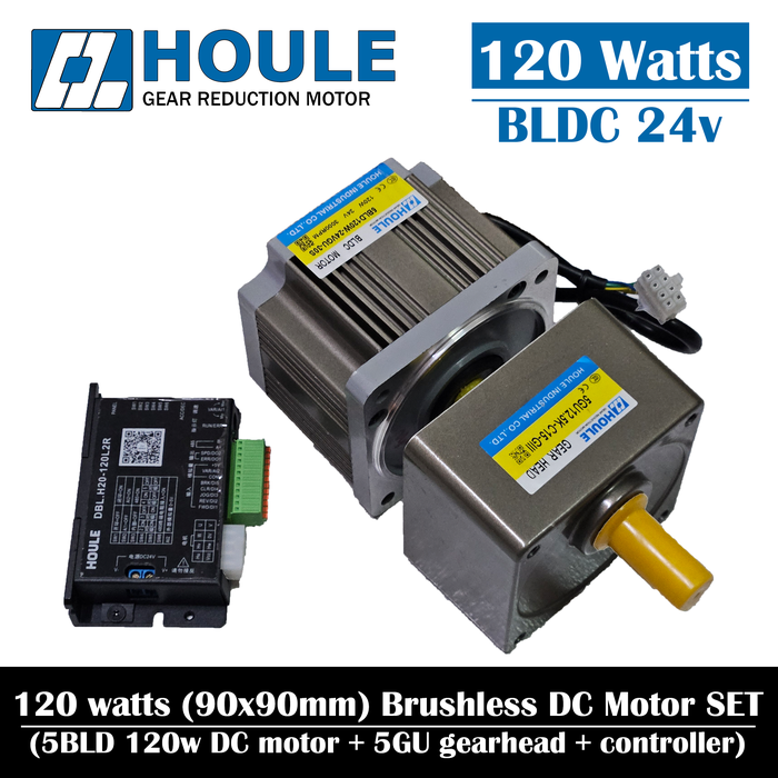 Promo HOULE Motor 120W 24V BLDC Gear Motor Brushless DC 5BLD Reversible ...