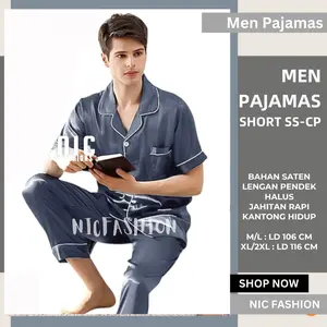 Baju Tidur Piyama Pria Korea Oversize Satin Lengan Pendek