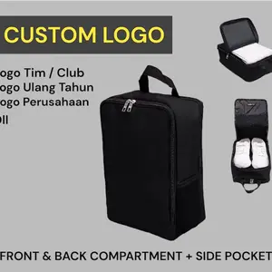 Shoe Bag Order by Request Tas Sepatu Custom Logo Hitam Biru Navy Merah Maroon 2 Kantung Utama 1 Net Pocket 1 Kantung Samping Tempat Penyimpanan Luas