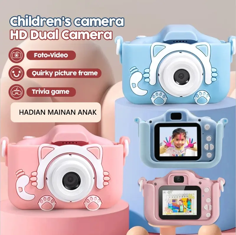 Mainan Kamera Anak Hadiah Anak Mini Kamera Digital Kamera 1810p Dual Camera 0