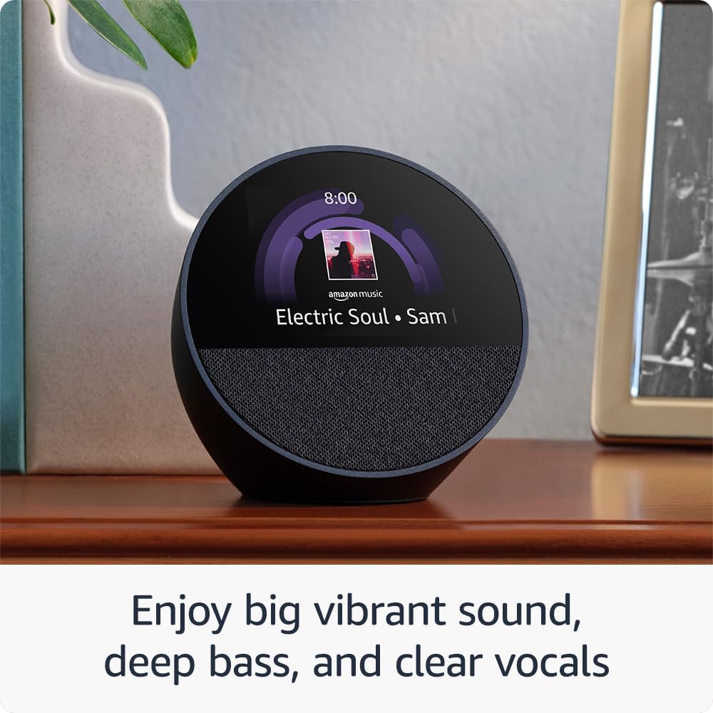 All-new Amazon Echo Spot (2024 release), Smart alarm clock with vibrant sound + Alexa