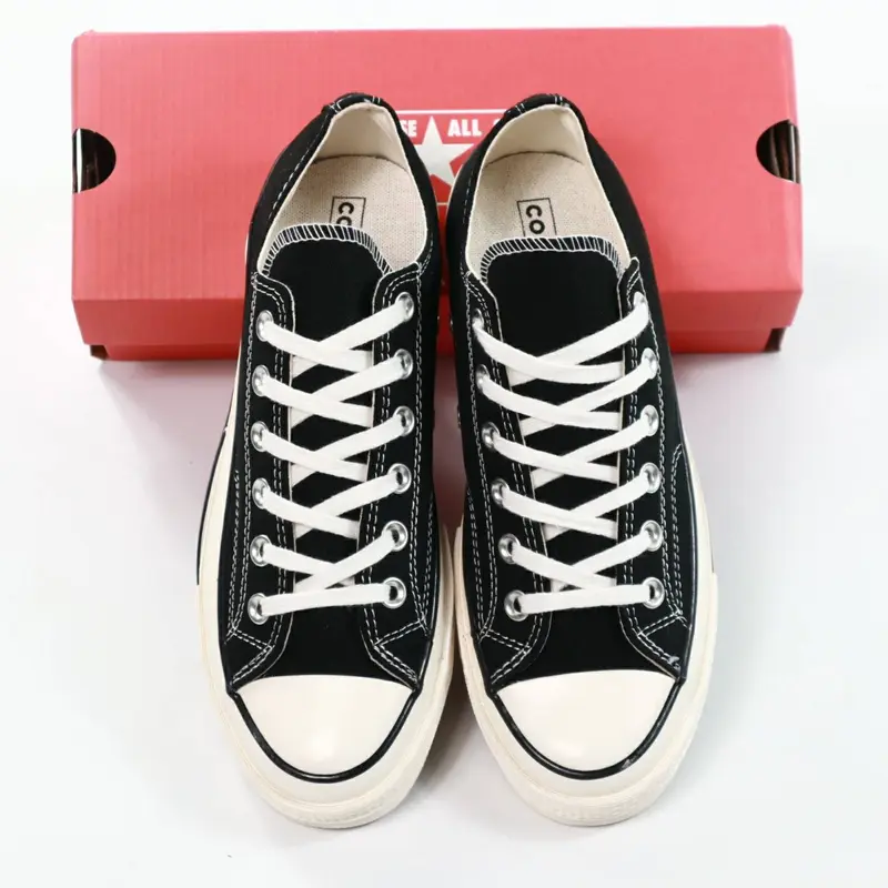 SEPATU SNEAKER BIG SALE ALL STAR CHUCK TAYLOR 70s OX LOW ORIGINAL BNIB FULL TAG BARCODE BAHAN TEXTILE CANVAS Casual Shoes Hitam Wanita 5