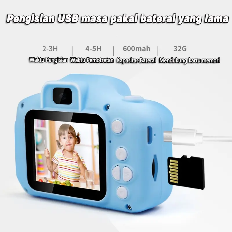 Mainan Kamera Anak Hadiah Anak Mini Kamera Digital Kamera 1810p Dual Camera 3