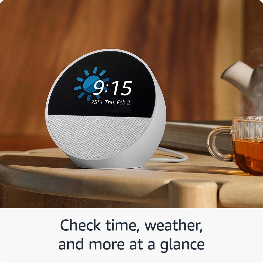 All-new Amazon Echo Spot (2024 release), Smart alarm clock with vibrant sound + Alexa
