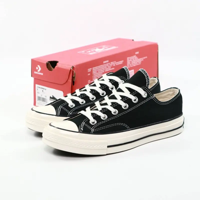 SEPATU SNEAKER BIG SALE ALL STAR CHUCK TAYLOR 70s OX LOW ORIGINAL BNIB FULL TAG BARCODE BAHAN TEXTILE CANVAS Casual Shoes Hitam Wanita 4