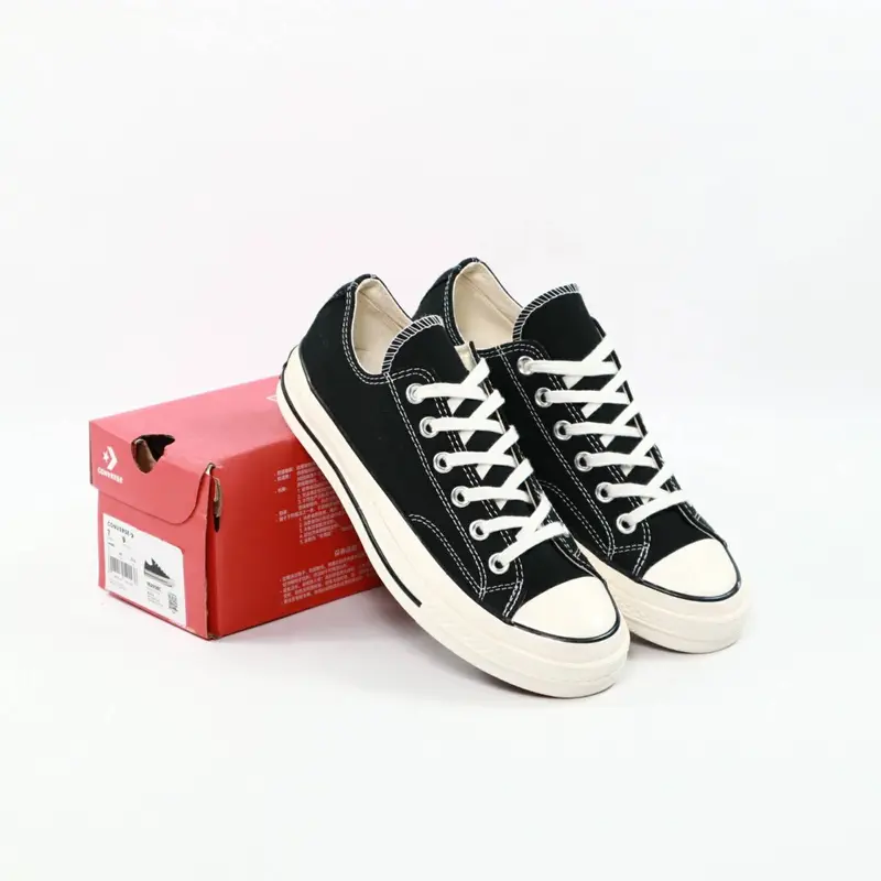SEPATU SNEAKER BIG SALE ALL STAR CHUCK TAYLOR 70s OX LOW ORIGINAL BNIB FULL TAG BARCODE BAHAN TEXTILE CANVAS Casual Shoes Hitam Wanita 3