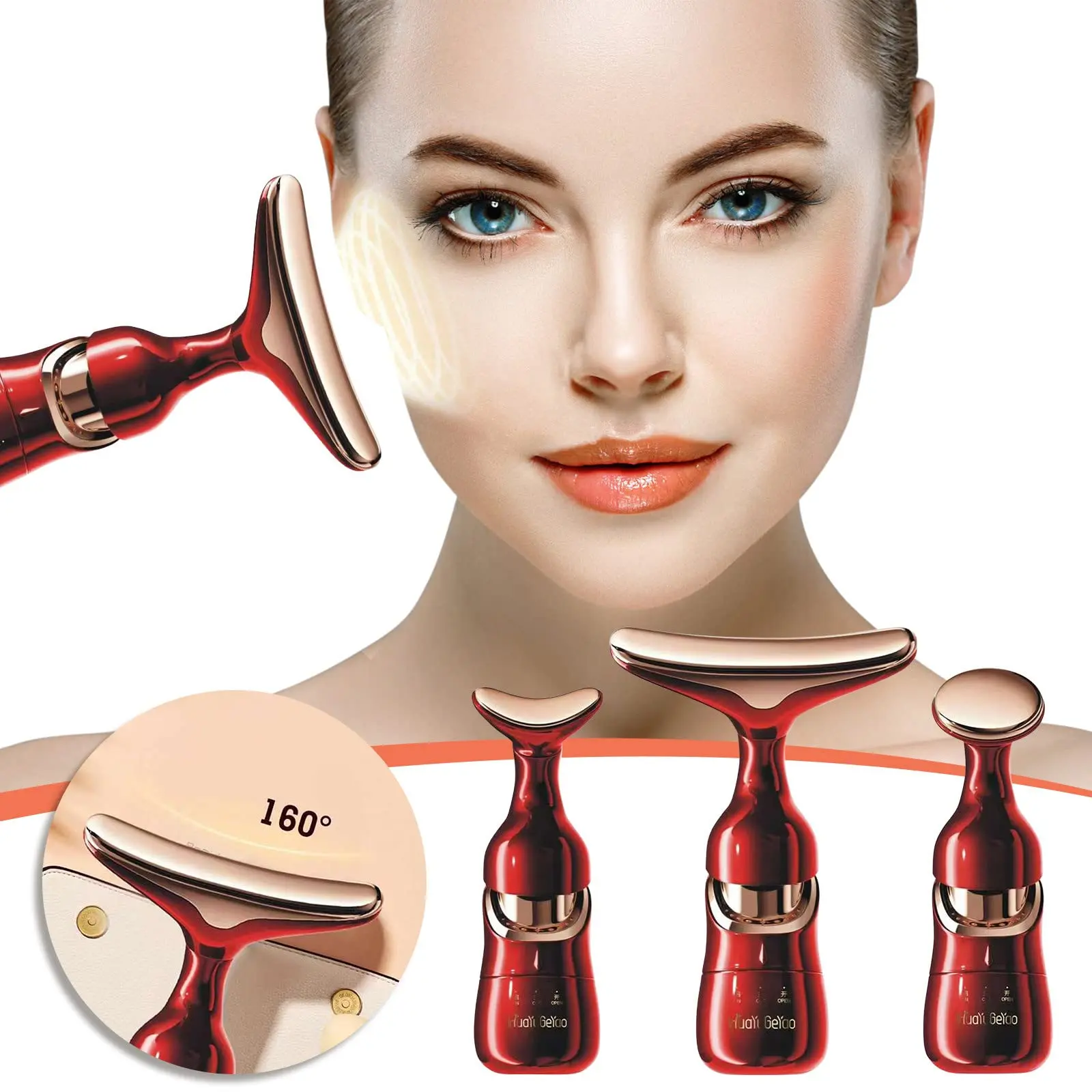 Alat Pengencang Kulit Wajah 3in1 dan Leher Alat Pijat Wajah Neck Eye Face Massager Setrika Wajah
