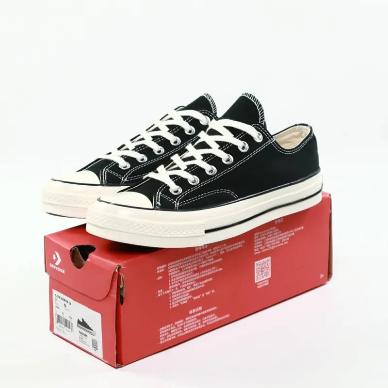 SEPATU SNEAKER BIG SALE ALL STAR CHUCK TAYLOR 70s OX LOW ORIGINAL BNIB FULL TAG BARCODE BAHAN TEXTILE CANVAS Casual Shoes Hitam Wanita 1